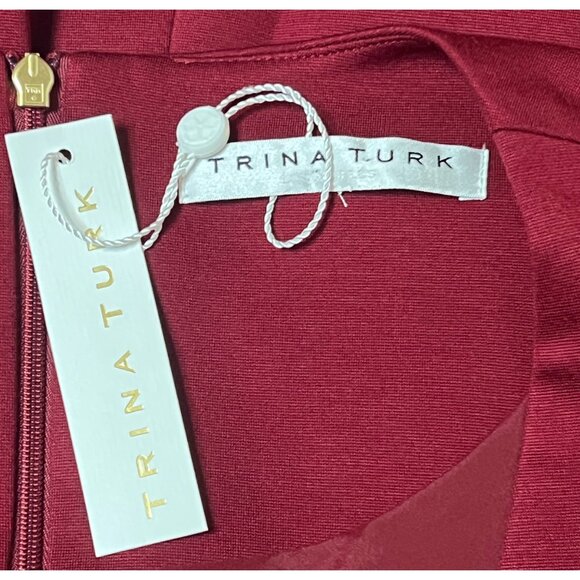 Trina Turk wine red bell sleeve knit dress size M/L NWT - Picture 10 of 12